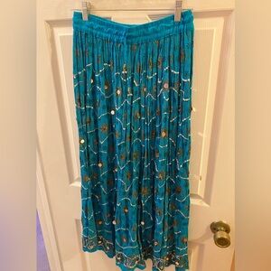 Blue Boho Indian Midi Skirt